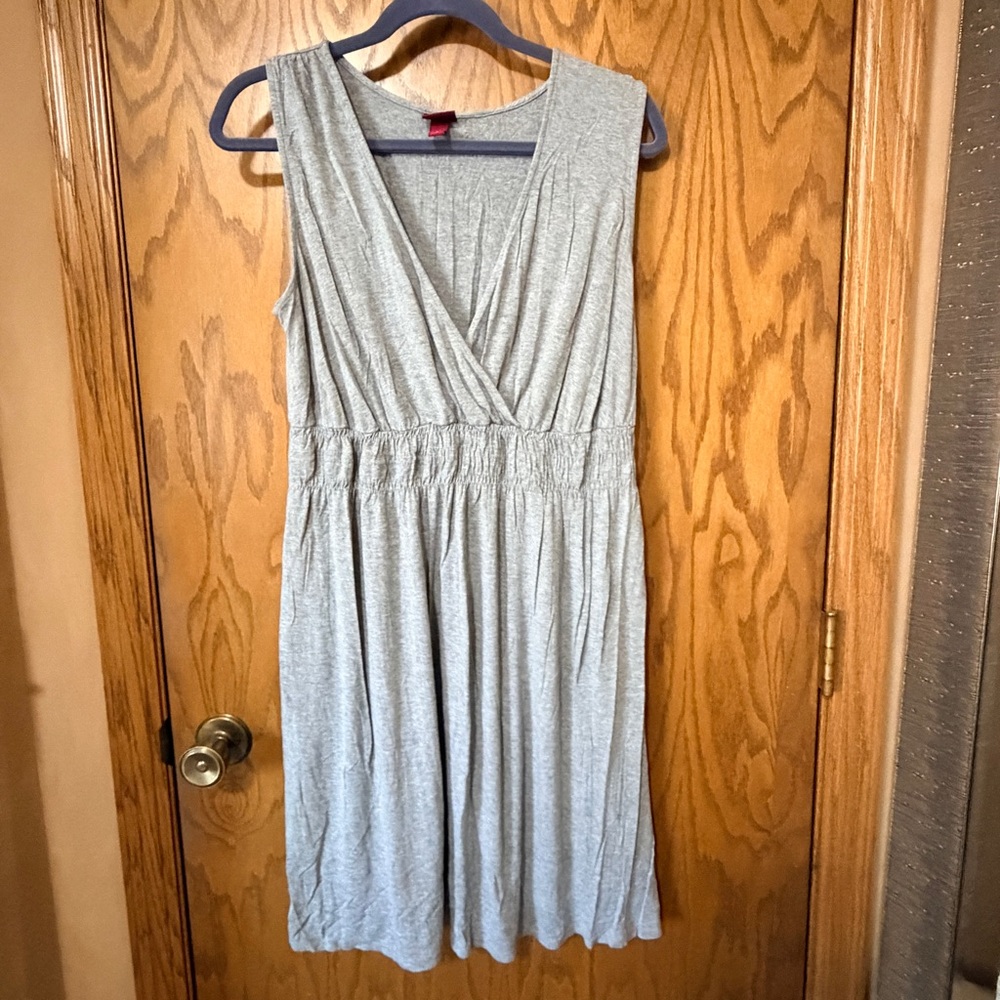 Merona Heather Gray V-Neck Knit Dress Large